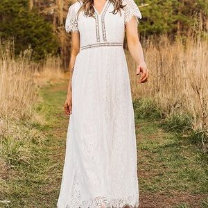 Lace Maxi Dress Short Sleeve